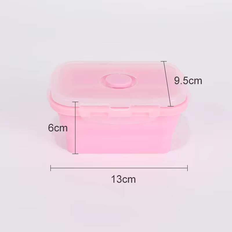 Collapsible Food Storage Containers Foldable Silicone Lunch Containers with Lids, Rectangle Collapsible Bowls Round Food Bowls